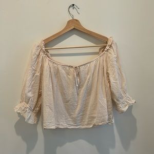cropped peasant puff sleeve top